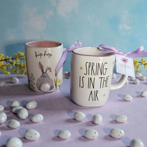🌸 Rae Dunn SPRING IS IN THE AIR + Hip Hop Bunny Mug Set NWT